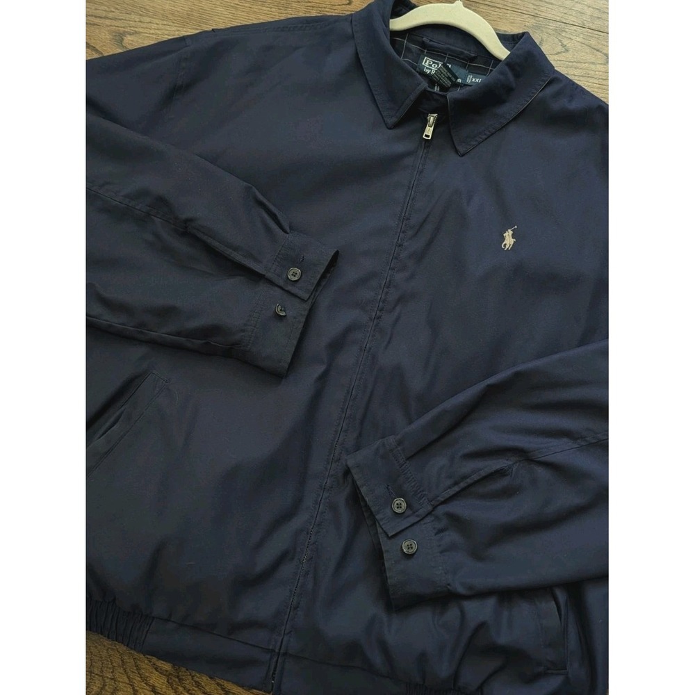 Vtg 90s Polo Ralph Lauren Blue Bi Swing Windbreaker Jacket Sz XXL Check Lined